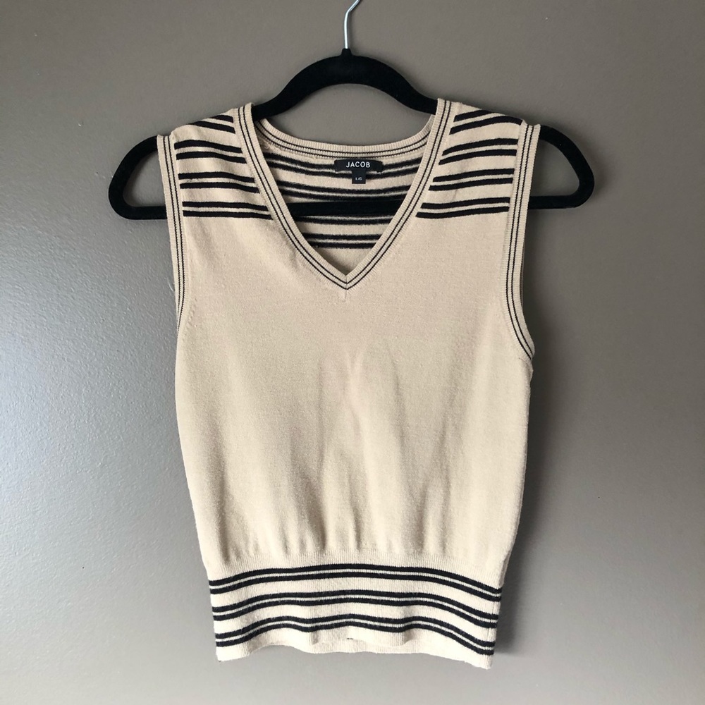 Sand coloured sleeveless sweater